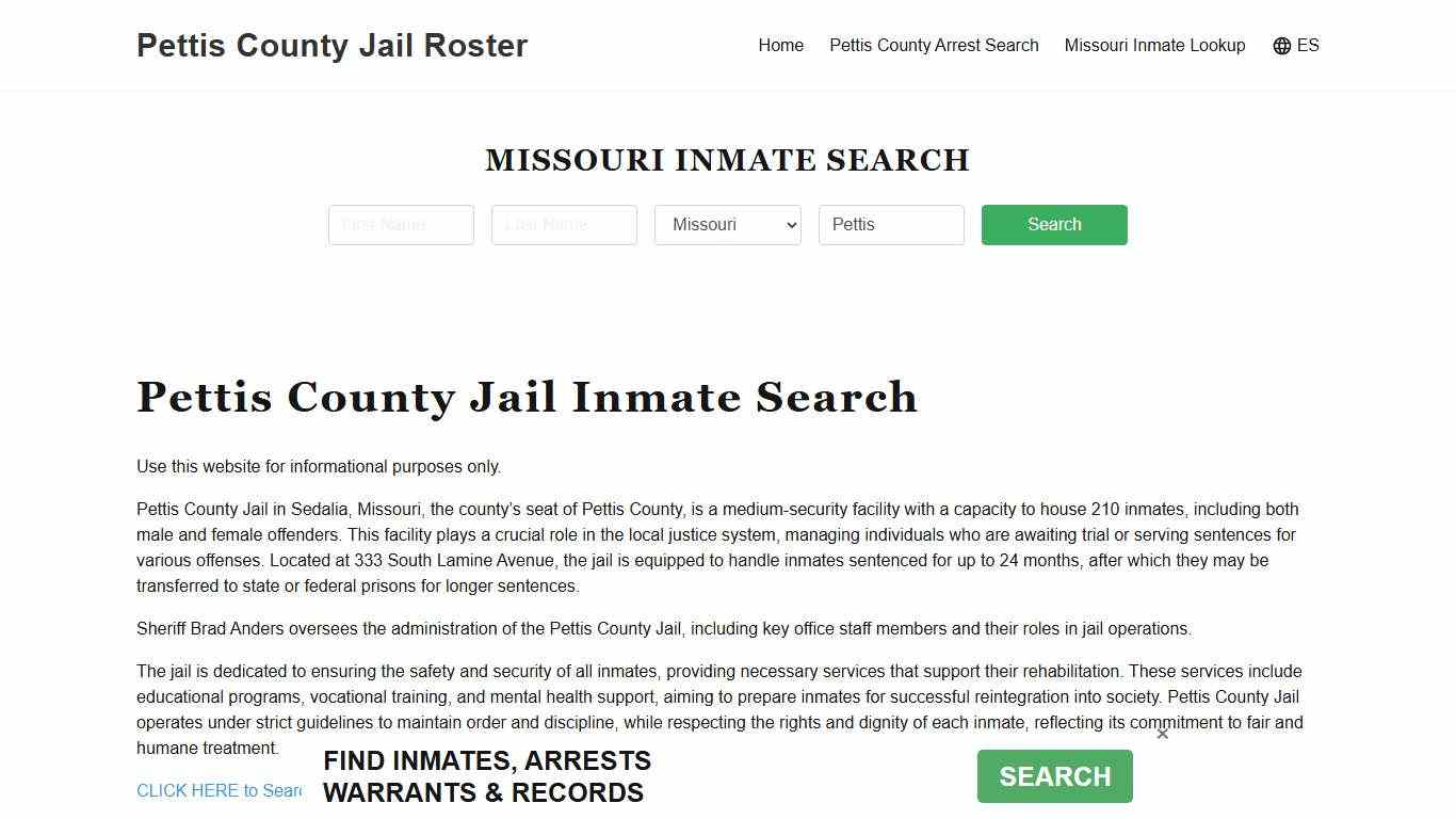 Pettis County Jail Roster Lookup, MO, Inmate Search